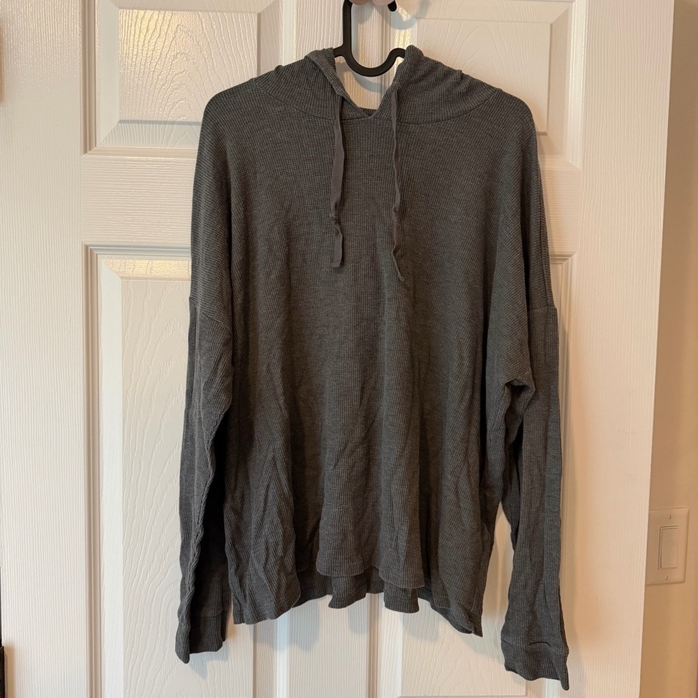 Eileen Fisher Hooded Long-Sleeve Knit Shirt - Charcoal Gray